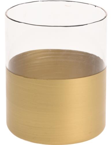 Lampion Szklany Cylinder Złoto 10cm