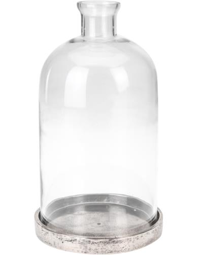 Klosz szklany z podstawą aluminiową 14X24 cm