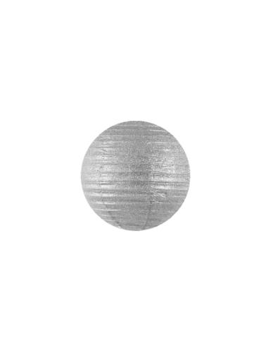Lampion Papierowy brokatowe srebro 25 cm
