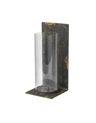 Świecznik Metalowy na ścianę ze szklanym wkładem