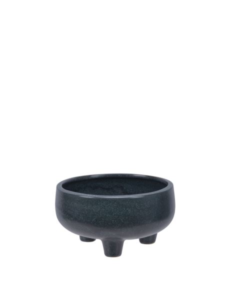 Doniczka ceramiczna na 3 nóżkach czarna niska