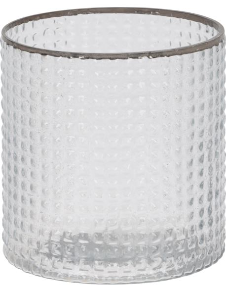 Lampionik Szkl. Cylinder Srebrny Rant 10 cm