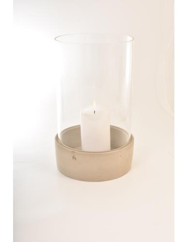 Świecznik szklany Cylinder na betonowej podstawie H13 cm