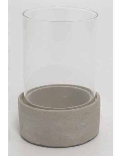 Świecznik szklany Cylinder na betonowej podstawie H16 cm