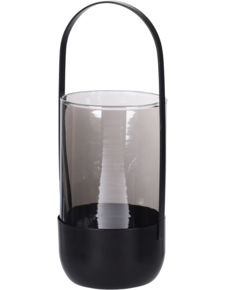 Lampion Szklany lustrzany z rączką H26 cm