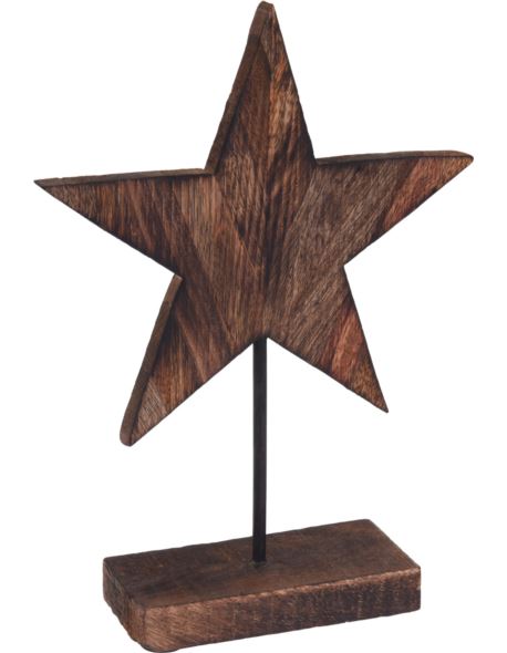 Gwiazda na podstawie H26 cm palone drewno