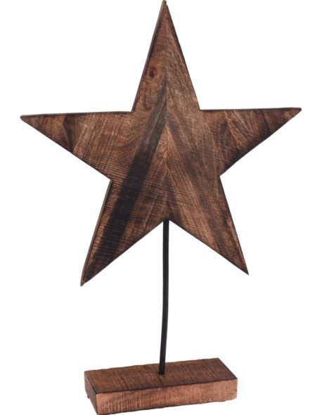 Gwiazda na podstawie H40 cm palone drewno