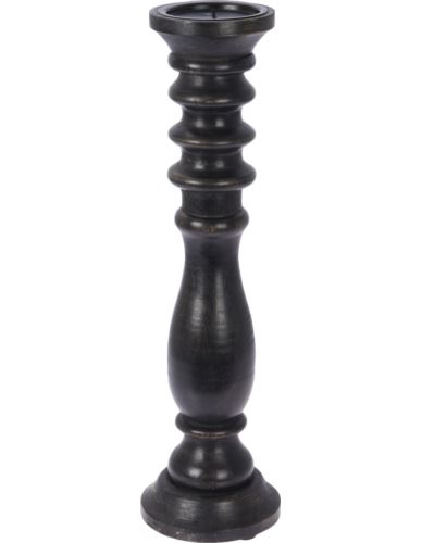 Świecznik kolumnowy Drewno Mango Czarny H45cm