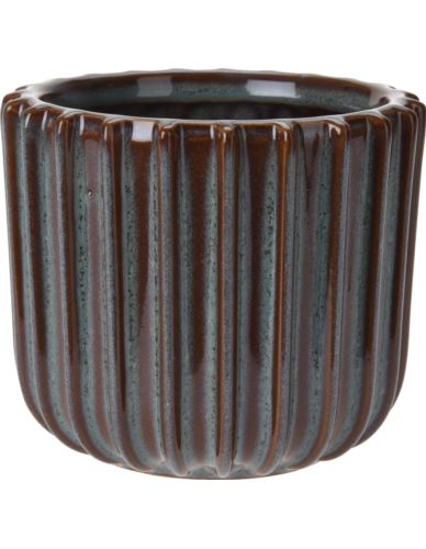 Doniczka ceramiczna tłoczona brunatnoszara mała