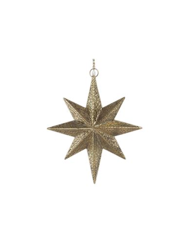 Gwiazda (lampa) wisząca metalowa ażurowa stare złoto