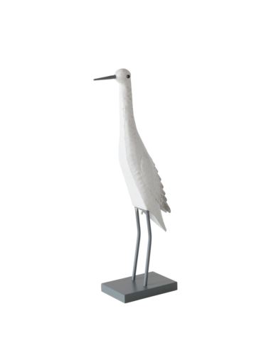 Ptak metalowy biały H55 cm