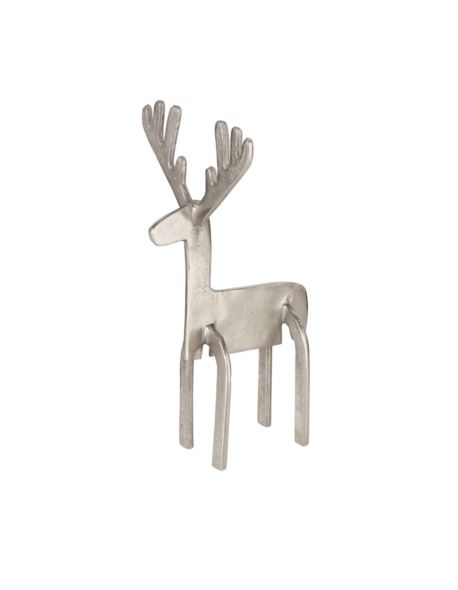 Renifer metalowy kanciasty srebrny H30 cm