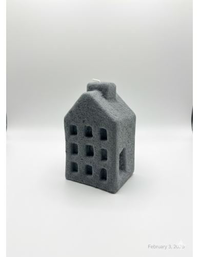 Świeca domek S szary/czarny