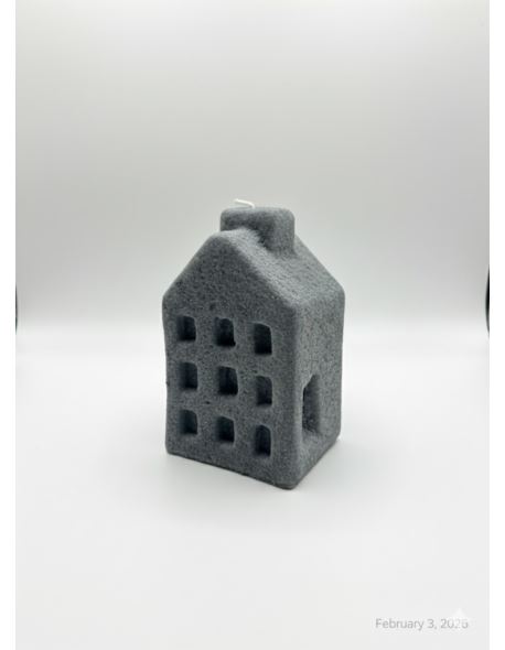 Świeca domek S szary/czarny