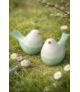 Ptaszek ceramiczny biało-zielony