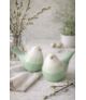 Ptaszek ceramiczny biało-zielony